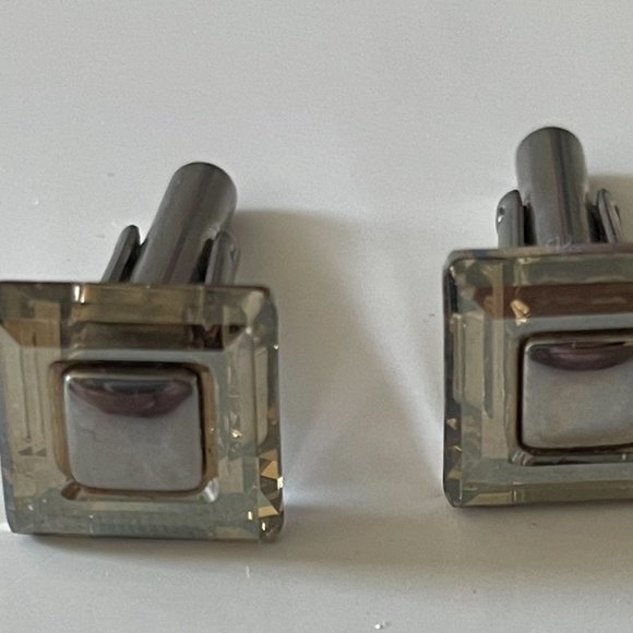 Men's Swarovski Crystal Frame Cufflinks - Picture 2 of 10